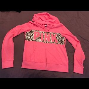 VS Pink Leopard Zip Up